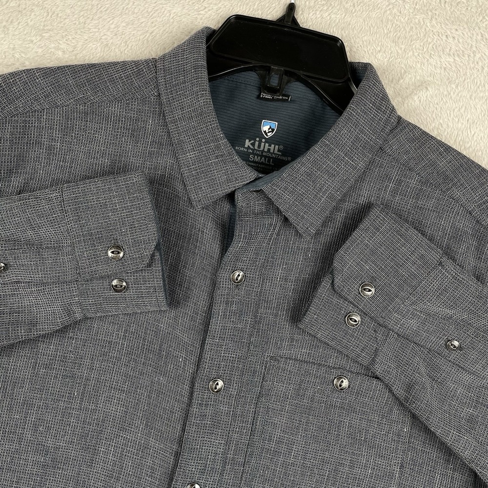 Kuhl Uproar 5 Panel Shirt Mens Small Gray Nylon Canvas Button Up Hiking Gorpcore